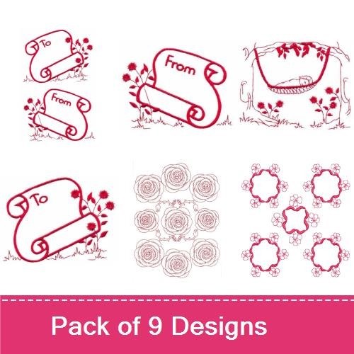Redwork Flowers & Scenes