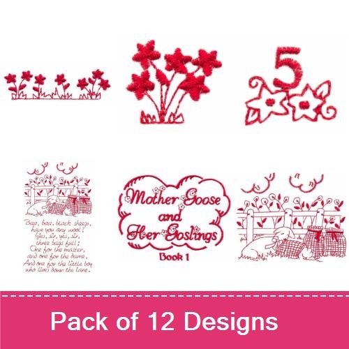 Mother Goose Redwork