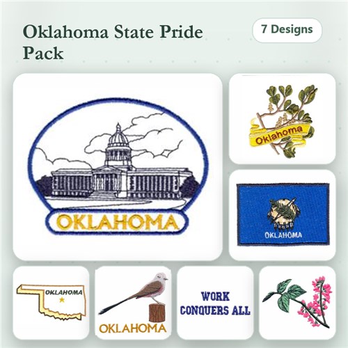 Oklahoma State Pride Embroidery Designs Bundle – Capitol, Script, Bird & More (7 Designs) Oklahoma State Pride Embroidery Designs Bundle – Capitol, Script, Bird & More (7 Designs)