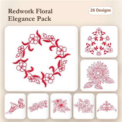 Redwork Florals Redwork Florals