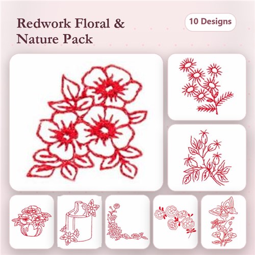 Redwork Flowers