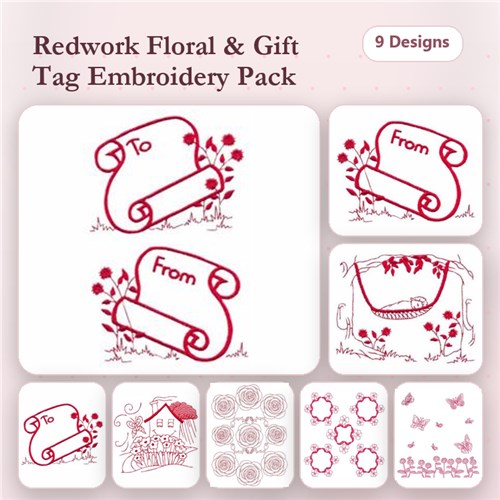 Redwork Flowers & Scenes