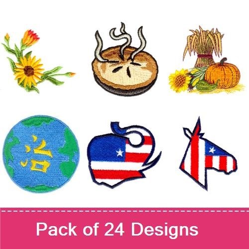 Harvest Celebration Embroidery Designs Bundle – Corn Cob, Turkey, Pumpkin Pie & More (24 Designs)
