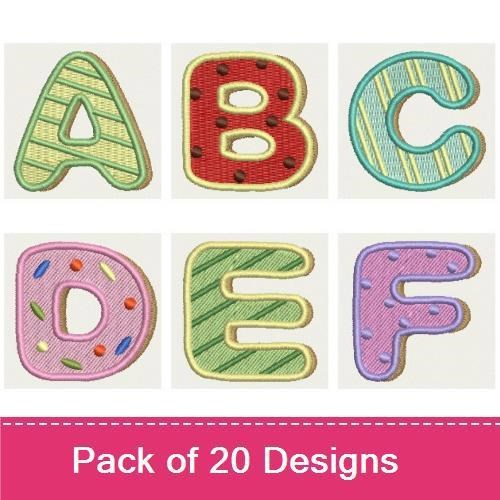 Colorful Alphabet Letters Embroidery Bundle – A, B, D, F, G, I, J, K & More (20 Designs)