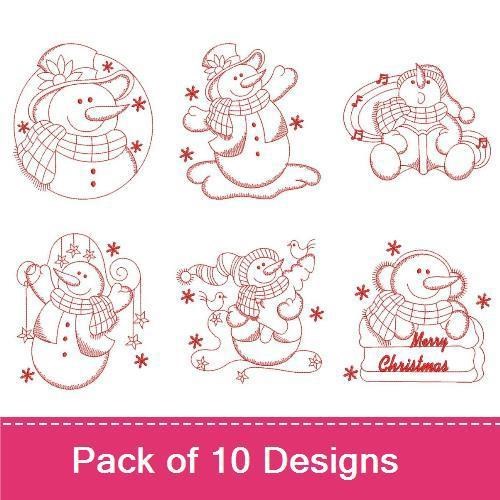 Redwork Christmas Snowman