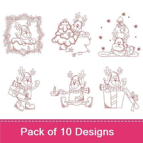 Redwork Cute Reindeer