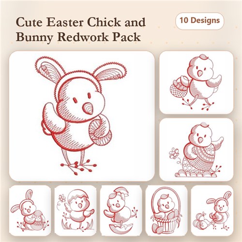 Redwork Cute Chick