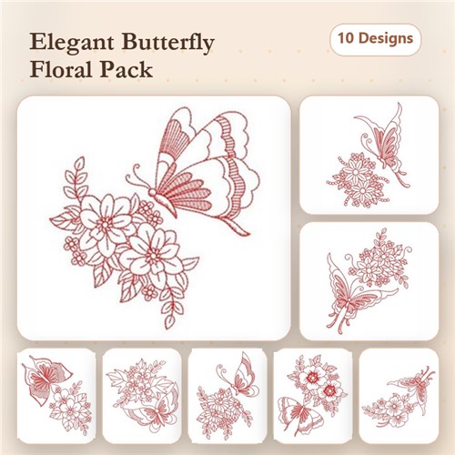 Redwork Dancing Butterfly