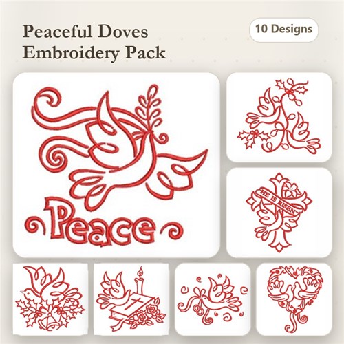Redwork Doves