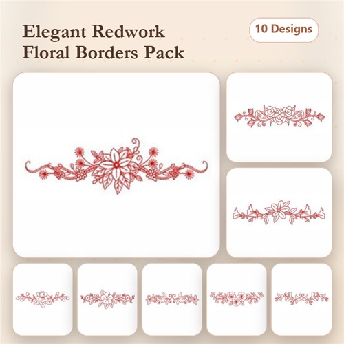 Redwork Flower Borders