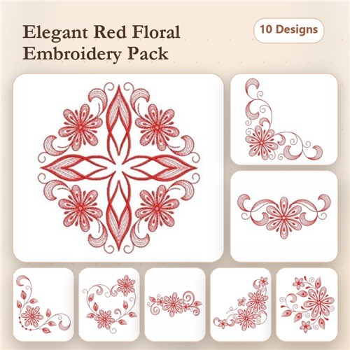 Redwork Flowers