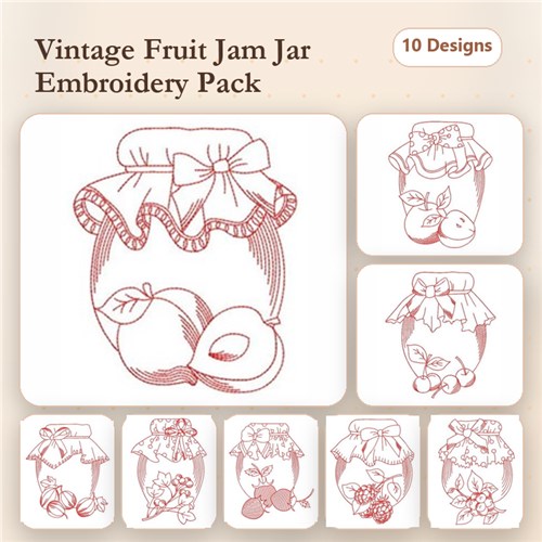 Redwork Fruit Jars