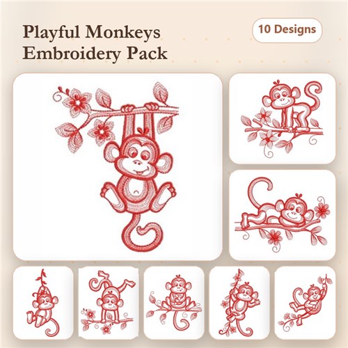 Redwork Little Monkey