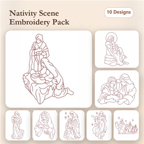 Redwork Nativity