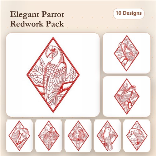 Redwork Parrot 3