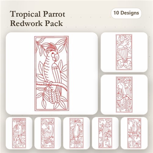 Redwork Parrots 3