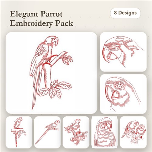 Redwork Parrots
