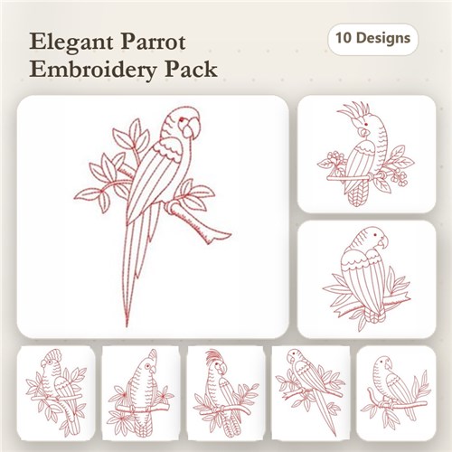 Redwork Parrots