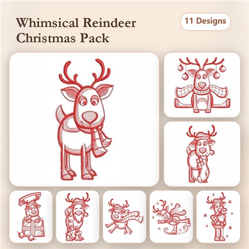 Redwork Reindeer