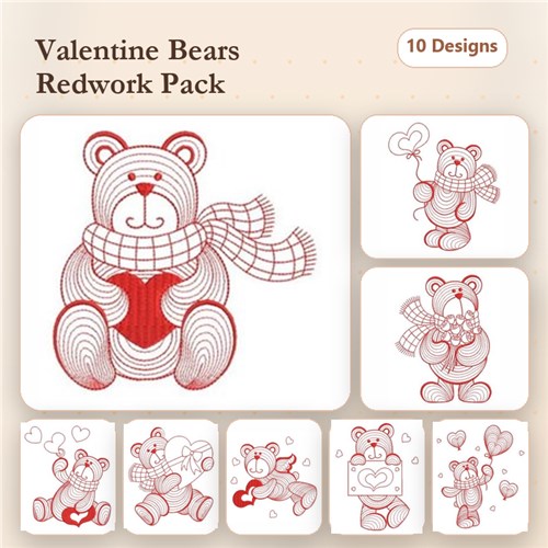 Redwork Rippled Bear Redwork Rippled Bear