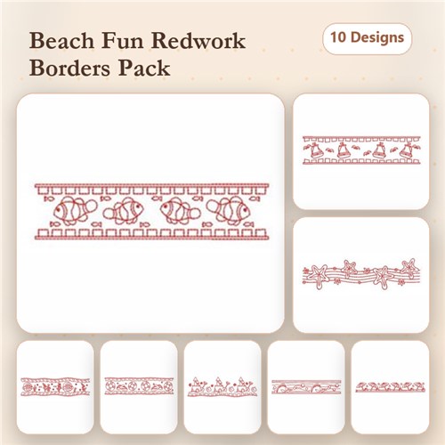 Redwork Summer Borders 2
