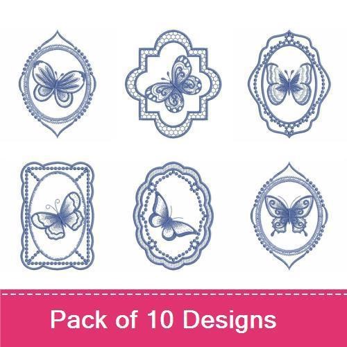 Redwork Butterfly Embroidery Bundle – Elegant Butterflies in Frames & More (10 Designs)