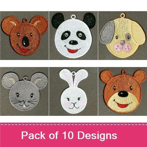 Cute Animal Faces Embroidery Bundle – Adorable Designs (10 Designs)