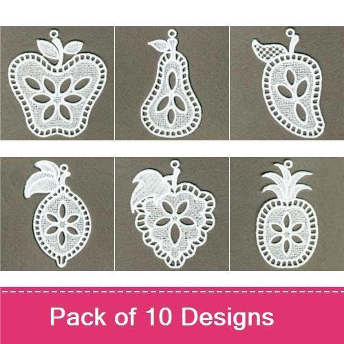 FSL Delicate Fruit Lace Embroidery Bundle – Apple, Pear, Grape & More (10 Designs)