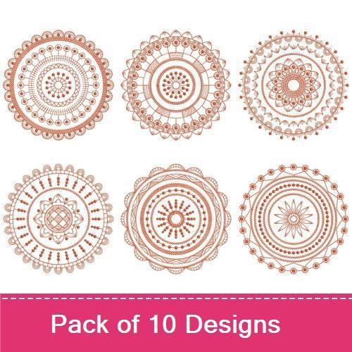 Redwork Circular Lace Embroidery Bundle – Elegant Circle 1, Elegant Circle 2, Elegant Circle 3 & More (10 Designs)