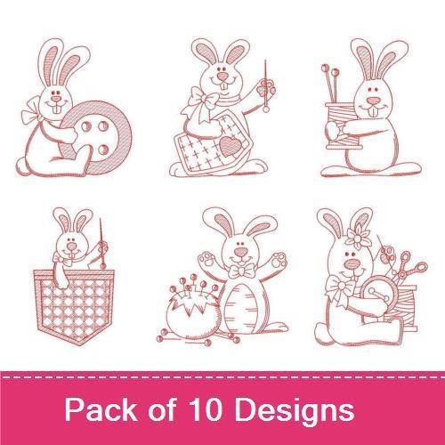 Redwork Sewing Bunny