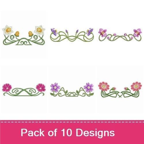 Art Nouveau Flower Borders