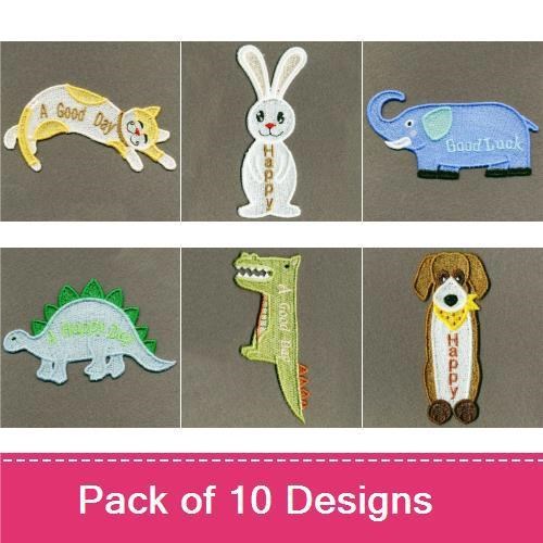 Happy Animal Embroidery Bundle – Joyful Designs (10 Designs)