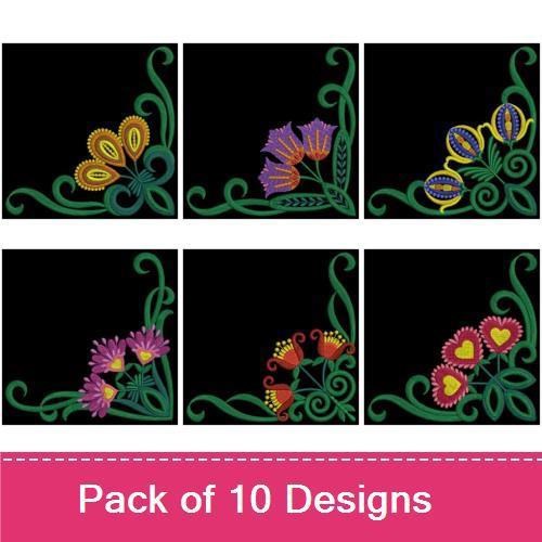 Elegant Folk Flower Corners