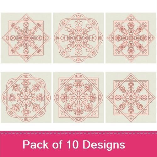 Redwork Flower Quilts 2