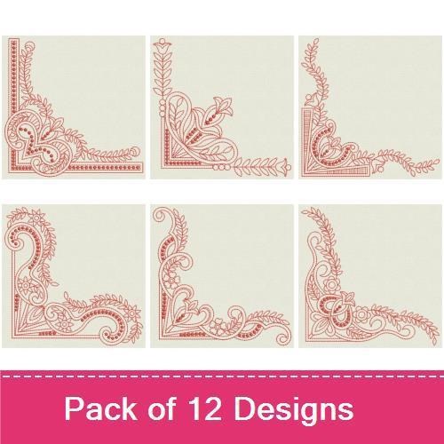 Redwork Artistic Corners