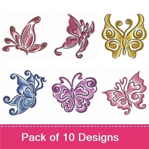 Elegant Butterfly Embroidery Bundle – Butterfly Design 1, Butterfly Design 2, & More (10 Designs)