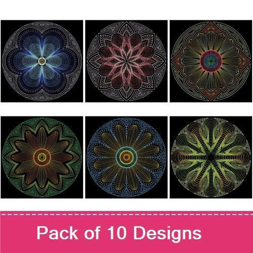 Rippled Mandala Embroidery Bundle – Intricate Patterns & Symmetry (10 Designs)
