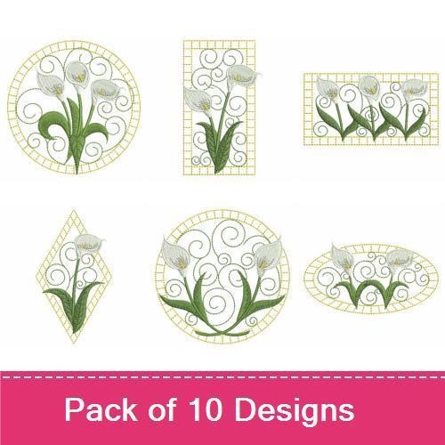 Calla Lily Floral Embroidery Bundle – Bouquet, Heart, Swirls & More (10 Designs)