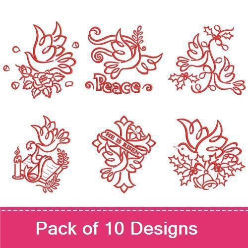 Redwork Doves