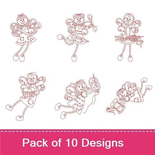 Redwork Sewing Fairy
