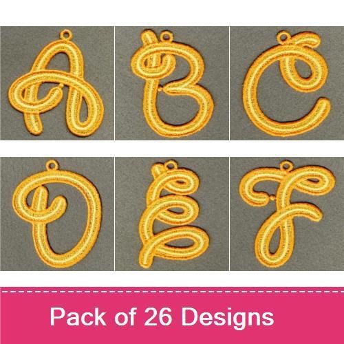 FSL Elegant Script Alphabet Embroidery Bundle – Letter A, Letter B, Letter C & More (26 Designs)