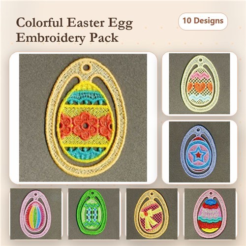 FSL Easter Egg Embroidery Bundle – Bookmarks with Flowers, Hearts, Swirls & More (10 Designs)