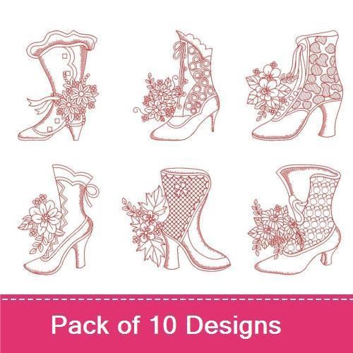 Redwork Victorian Boots