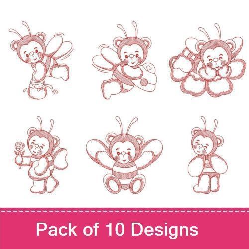 Redwork Bumblebee Bears