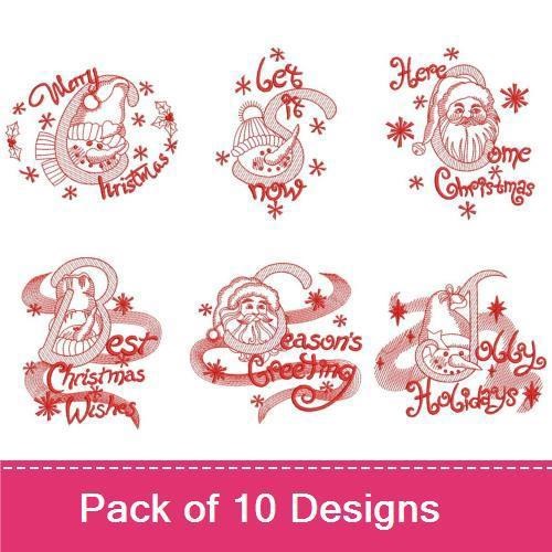 Redwork Season Greetings