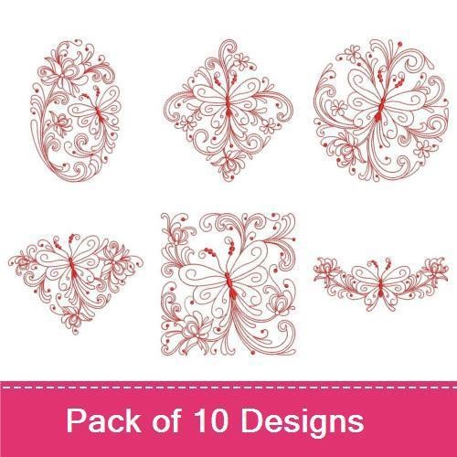 Redwork Rosemaling Butterflies
