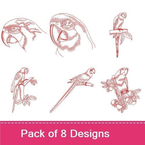Redwork Parrots