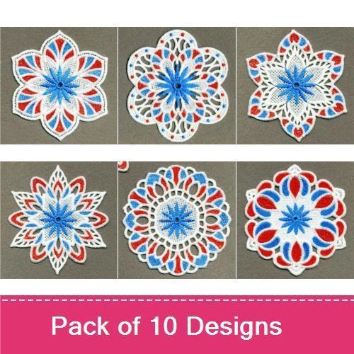 FSL Floral Lace Embroidery Designs Bundle – Intricate Floral Lace 1, 2, 3 & More (10 Designs)