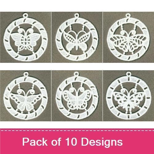 FSL Butterfly Lace Embroidery Bundle – Butterfly Lace Ornament & More (10 Designs)