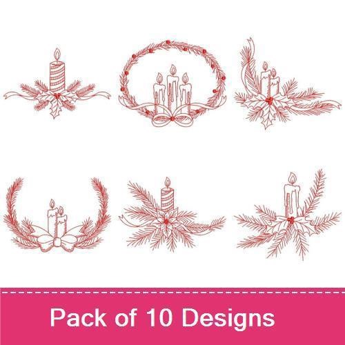 Redwork Christmas Candles